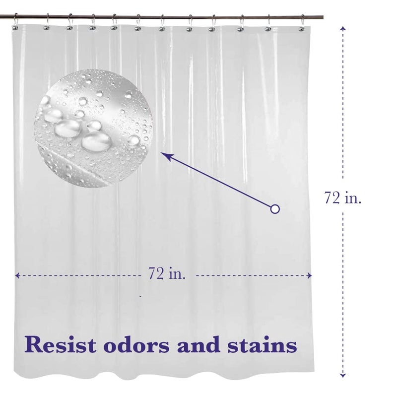 Epica Shower Curtain â€“ Strongest Heavy-Duty Clear Vinyl 72x72 Shower Curtain Liner â€“ Stain & Soap Scum Resistant with Rust-Proof Metal Grommets (Frosted) - Image 4